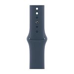 Apple Watch SE, 40 мм, корпус из алюминия цвета Серебро, ремешок спортивный, цвет светло синий, S/M