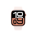 Apple Watch Series 10, 46 мм, корпус из алюминия цвета Розовое золото, ремешок спортивный, цвет румянец, S/M