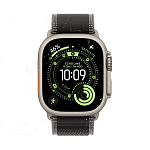 Apple Watch Ultra 3, 49 мм, корпус из титана цвета Серый (Natural Titanium), ремешок Trail, цвет черный, S/M