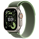 Apple Watch Ultra 3, 49 мм, корпус из титана цвета Серый (Natural Titanium), ремешок Trail, цвет зеленый, S/M