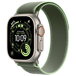 Apple Watch Ultra 3, 49 мм, корпус из титана цвета Серый (Natural Titanium), ремешок Trail, цвет зеленый, S/M