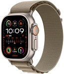 Apple Watch Ultra 2, 49 мм, корпус из титана цвета Серый (Natural Titanium), ремешок Alpine, цвет оливковый, S