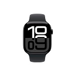 Apple Watch Series 10, 46 мм, корпус из алюминия цвета Чёрный глянец, ремешок спортивный, цвет чёрный (black titanium), M/L