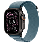 Apple Watch Ultra 3, 49 мм, корпус из титана цвета Чёрный (Black Titanium), ремешок Alpine, цвет светло синий, M