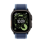 Apple Watch Ultra 3, 49 мм, корпус из титана цвета Чёрный (Black Titanium), ремешок Trail, цвет синий, S/M