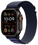 Apple Watch Ultra 2, 49 мм, корпус из титана цвета Чёрный (Black Titanium), ремешок Alpine, цвет тёмно-синий, L