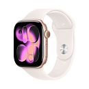 Apple Watch Series 11, 46 мм, корпус из алюминия цвета Розовое золото, ремешок спортивный, цвет румянец, S/M