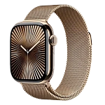 Apple Watch Series 10, 46 мм, корпус из титана цвета Пустынный титан, ремешок Стальной, цвет золотой (desert titanium)