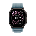 Apple Watch Ultra 3, 49 мм, корпус из титана цвета Чёрный (Black Titanium), ремешок Alpine, цвет светло синий, M