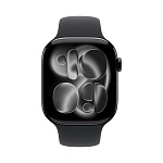 Apple Watch Series 11, 46 мм, корпус из алюминия цвета Чёрный оникс, ремешок спортивный, цвет черный, S/M