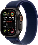 Apple Watch Ultra 2, 49 мм, корпус из титана цвета Чёрный (Black Titanium), ремешок Trail, цвет синий, S/M