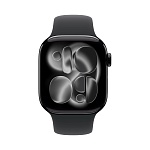 Apple Watch Series 11, 42 мм, корпус из алюминия цвета Чёрный оникс, ремешок спортивный, цвет черный, S/M