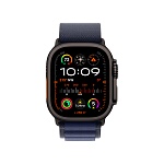 Apple Watch Ultra 2, 49 мм, корпус из титана цвета Чёрный (Black Titanium), ремешок Alpine, цвет тёмно-синий, L