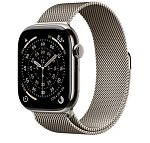 Apple Watch Series 11, 46 мм, корпус из титана цвета Натуральный титан, ремешок Milanese, цвет натуральный титан, M/L