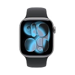 Apple Watch Series 11, 46 мм, корпус из алюминия цвета Серый космос, ремешок спортивный, цвет черный, M/L