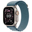 Apple Watch Ultra 3, 49 мм, корпус из титана цвета Серый (Natural Titanium), ремешок Alpine, цвет светло синий, L