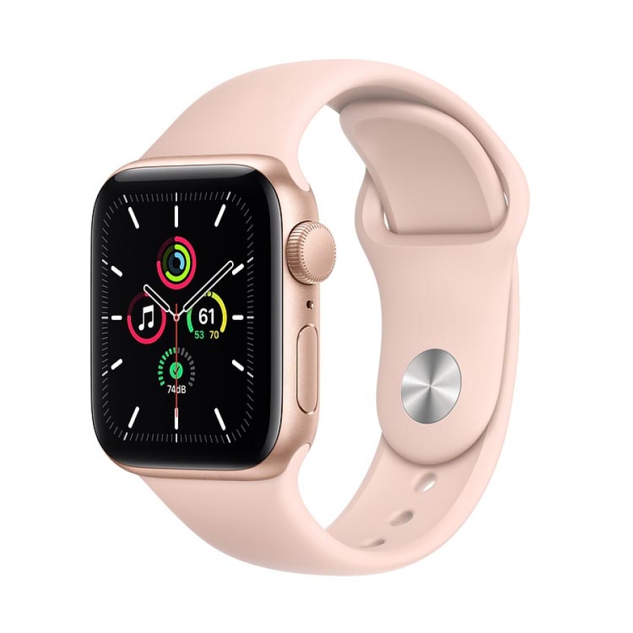 Часы Apple Watch SE, 40 мм, золотой алюминий, спортивный ремешок цвета «розовый песок»