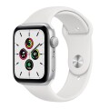 ﻿Часы Apple Watch SE, 44 мм, серебристый алюминий, белый спортивный ремешок