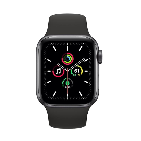 Часы Apple Watch SE, 40 мм, алюминий цвета «серый космос», чёрный спортивный ремешок