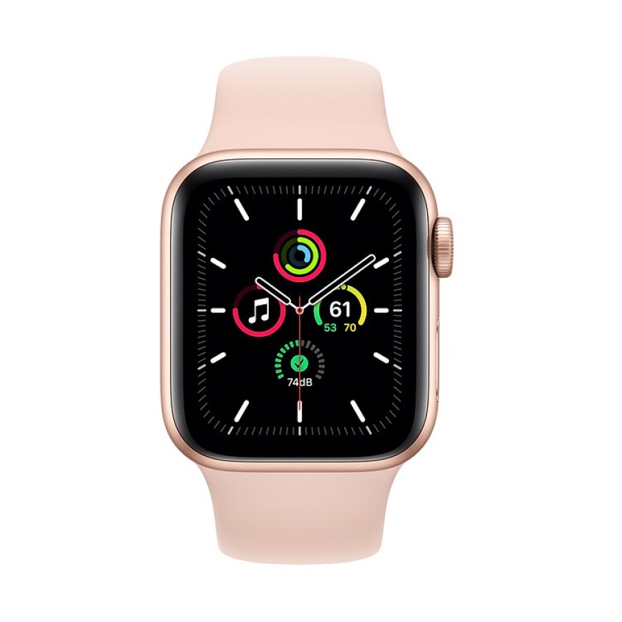 Часы Apple Watch SE, 40 мм, золотой алюминий, спортивный ремешок цвета «розовый песок»